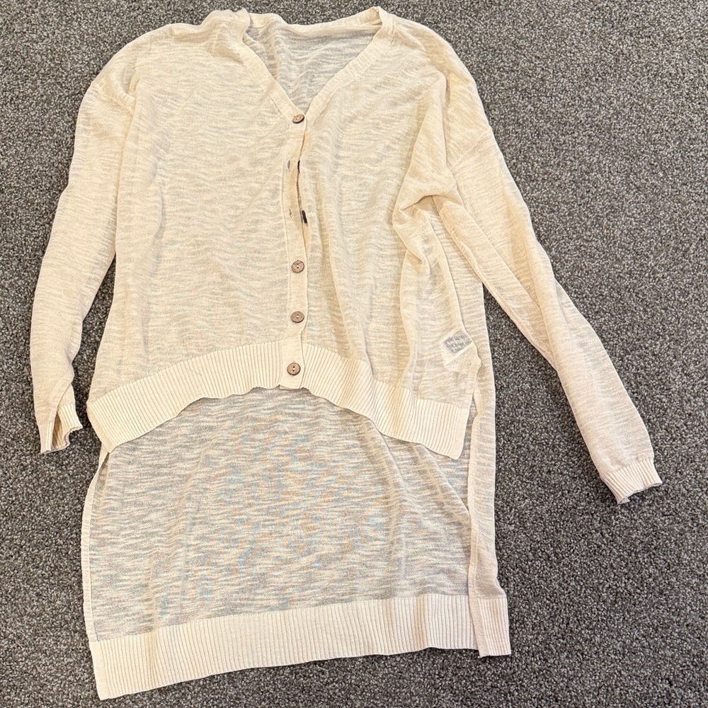 Light Cream Button-Front Women's Cardigan Sweater